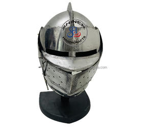 Casque de visage médiéval SCA Cosplay Halloween casque d'armure étroite chevalier guerrier casque en acier avec Costume de support - Product Image 1
