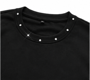 T-shirt surdimensionné orné de strass pour homme, décontracté, à manches courtes, style été, motif à pois, tissu popeline - Product Image 3