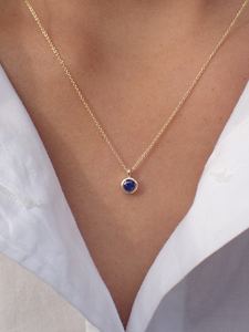 Pendentif Saphir Bleu en Argent Sterling 925 Plaqué Or 14K, Pierre de Naissance de Septembre, Cadeau pour Demoiselle d'Honneur - Product Image 4