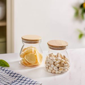 Recipiente de Almacenamiento de Vidrio Transparente con Tapa de Madera, Frasco Decorativo para Cocina, Recipiente Hermético para Café, Té, Azúcar, Especias, Bocadillos - Product Image 4