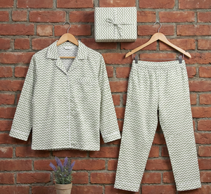 Unisex Organic Cotton <b>Thermal</b> Winter Soft Pajama Set Hand Drawn Floral Print Long Pant Sleep Wear Full Sleeve <b>Women</b> - Product Image 5