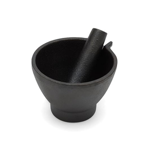 Juego de Mortero y Pilón de Hierro Resistente con Boquilla Vertedora, Molinillo Manual de Especias y Triturador de Hierbas para Cocina, Tazón con Acabado Negro - Product Image 2