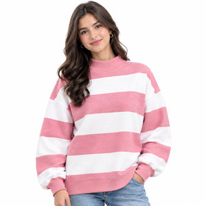 Oversized Women’s <b>Mock</b> Neck Relaxed Sweatshirt Loose Fit Pullover Top Long Sleeve Casual Clothing Streetwear Everyday - Product Image 4