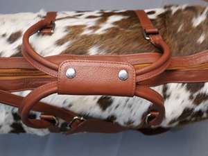 Sac de voyage classique en cuir véritable avec fourrure, fermeture éclair tendance, portable, luxe pour le week-end LHDB-0124 - Product Image 6