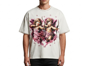 เสื้อยืดพิมพ์ลายกราฟิกประดับเพชรเทียม สไตล์วินเทจ แขนสั้น ผ้าฝ้าย ย้อมสีแบบแอซิดวอช ใส่สบายได้ทั้งชายและหญิง - Product Image 4