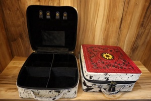Handmade Western Stylish Hair on <b>Tooled</b> Cowhide <b>Leather</b> Jewelry Box Cute Trendy Travel Jewelry Storage Box - Product Image 5