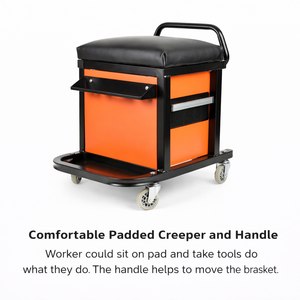 Garage Creeper Seat with 2 Drawers <b>Tool</b> Tray Padded Seat with Wheels Automotive Creeper Seat Garage <b>Tool</b> Cart GAPGAR026 - Product Image 5
