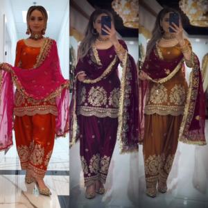 Nuevo Conjunto de Kurta con Farshi Salwar Dupatta para Fiestas, Elegante Atuendo Étnico Moderno para Mujeres, Ideal para Bodas y Festividades - Product Image 1