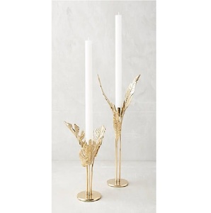 Metal Leaf Design Candlestick Holder <b>Taper</b> <b>Candle</b> Stand Home Decoration Durable Black Finish - Product Image 2