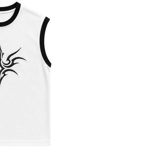 Camiseta sin Mangas Blanca con Diseño Gótico Bordado en Negro, Chaleco Casual de Verano para Mujer, Cuello Redondo, Tops de Moda Personalizados - Product Image 4