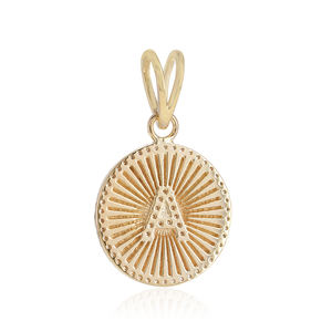 Colgante redondo con inicial A hecho a mano en oro amarillo macizo de 14k con diamantes pavé, joyería fina hecha a mano al por mayor. - Product Image 3