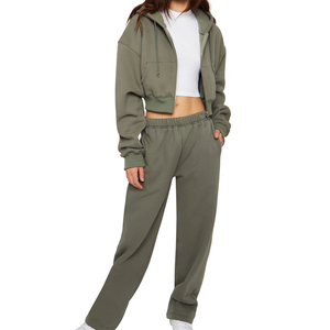 Survêtements de sport d'hiver pour femmes OEM de haute qualité, 100% coton respirant, écologiques, design 2 en 1, pour la salle de sport et le jogging - Product Image 3