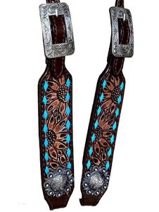 Vente en gros de serre-tête en cuir de cheval de style occidental à une oreille avec point mâle sculpté à la main pour l'équitation - Product Image 3