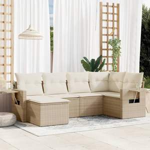 Conjunto de Sofá de Jardín Beige con Asientos Acolchados, Muebles de Exterior de Diseño Contemporáneo, Resistentes a los Rayos UV, de Ratán PE y Espuma de Alta Densidad - Product Image 1
