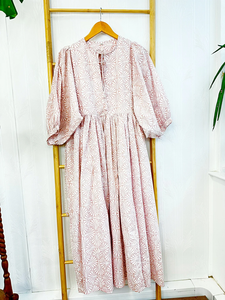 Vestido largo de algodón puro Estampado de bloque indio Boho Colorido Verano Terroso Elegante Ropa de día cómoda - Product Image 2