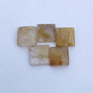 Gema Cabujón Cuadrada de Rutilo Dorado, Piedra Suelta Calibrada Natural para Joyería al por Mayor - Product Image 2