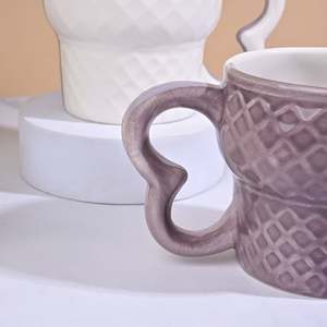 Set of 6 Soft Amber Crystal Heart Ceramic Cups - Product Image 5