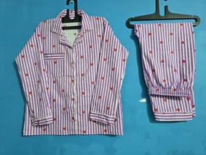 Conjunto de Pijama de Algodón Morado Hecho a Mano con Estampado de Corazones, Traje de Noche Indio, Precio al por Mayor, Ropa de Dormir - Product Image 2