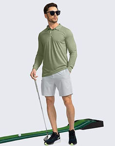 Mens Long Sleeve Polo Shirt Slim Fit Solid Color Soft Stretch Breathable Lightweight Casual Daily Wear <b>Classic</b> Collar Top - Product Image 2