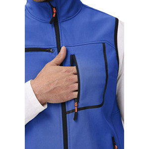 Chaleco de Forro Polar Azul para Hombre, Cuello Alto, Cierre de Cremallera, Cortavientos, Ropa Casual para Exteriores - Product Image 4