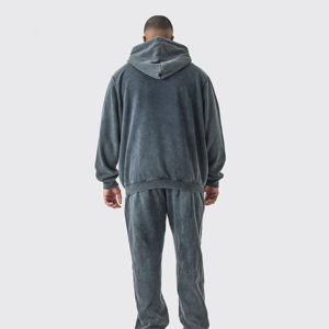 Sudadera con Capucha Extra Grande de Felpa 100% Algodón, Diseño Vintage con Hombros Caídos, Lavado Ácido, Larga, para Hombre - Product Image 4