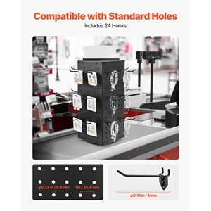 Espositore Girevole a 4 Lati con 24 Ganci 7,4 X 7,4 X 17 in Acciaio Laminato a Freddo Rinforzato - Product Image 2