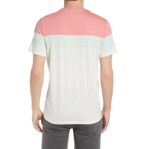 Camiseta Personalizada para Hombre, Corte Regular, Bloques de Color, Cuello Redondo, Manga Corta, Algodón Sólido, Diseño Casual, Ribete en Contraste - Product Image 2