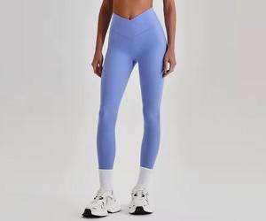 Leggings de sport pour femme taille haute, sans couture, couleur unie, longueur intégrale, en tricot extensible Spandex, avec compression et effet ventre plat - Product Image 5