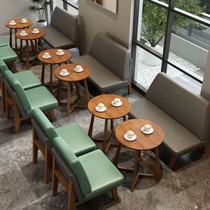 Modern <b>Restaurant</b> Furniture <b>Set</b> Wooden Booth Sofa Upholstered Chairs Round Tables Cafe Dining Seating - Product Image 1