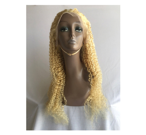 Experts en vente de perruques et extensions de cheveux humains vierges de qualité supérieure, blonds indiens bouclés profonds, de 26 pouces, avec frontal - à bas prix - Product Image 1
