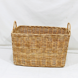 Natural Rattan <b>Rectangular</b> <b>Storage</b> <b>Basket</b> With Handles Rustic Multi-Purpose Organizer - Product Image 5
