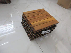 Dalles de terrasse en bois d'acacia brossé imperméables modernes 300x300mm à clipser, garantie 5 ans pour usage extérieur, maison, jardin, terrasse, cour arrière - Product Image 2