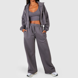 Custom Women's Winter Solid Hooded Cargo Tracksuit <b>Set</b> High Neck Regular Length Top <b>Joggers</b> 2 Piece <b>Matching</b> Pockets Streetwear - Product Image 5