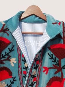 Abrigo con cuello mandarín floral bordado a mano, ropa exterior informal de algodón de manga larga, estilo primavera para mujer adulta - Product Image 5