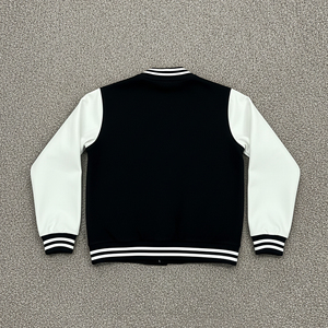 Veste universitaire noire et blanche pour homme, col rabattu, style décontracté, coupe classique, fermeture à boutons simple, idéale pour l'automne - Product Image 3