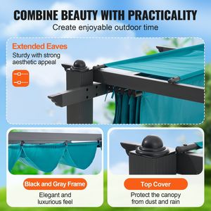 Pergola rétractable moderne 10x13 pour l'extérieur avec auvent en aluminium, abri solaire, gazebo - Product Image 6