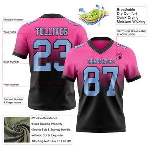Maillot de football américain en tissu interlock, résistant à la décoloration, impression personnalisée, logo sur mesure, fournisseur OEM ODM, uniforme respirant - Product Image 2