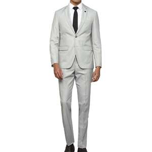 Traje de Negocios para Hombre, Color Gris Claro, Cuello de Solapa, Antiarrugas, Poliéster, Corte Regular - Product Image 1