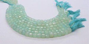 Calcedoine Aqua Naturelle Facettée en Forme de Cube, Perles Briolette en Calcedoine, Perles Boîte 3D, Perles Carrées Calcy 7-8MM, Bijoux en Calcedoine Aqua - Product Image 6