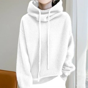 เสื้อสเวตเตอร์ไหมพรมมีฮู้ดทรงโอเวอร์ไซส์ สีพื้น เรียบง่าย แขนยาว ใส่ได้ทั้งชายและหญิง สำหรับฤดูใบไม้ร่วงและฤดูหนาว ผ้าไม่เป็นขุย - Product Image 6