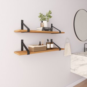 Estante Flotante de Madera Estilo Industrial con Soportes Metálicos para Montaje en Pared, para Baño, Oficina, Entrada, Organizador de Almacenamiento para el Hogar - Product Image 6