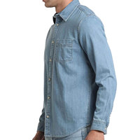 Kemeja Denim Kasual Pria Ukuran Besar Premium Kualitas Tinggi 100% Katun Dapat Disesuaikan Anti-Susut Tahan Lama Musim Semi