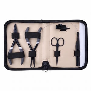 Kit d'outils pour extensions capillaires en acier inoxydable de qualité chirurgicale, comprenant pince à micro-perles, crochet de tirage et applicateur à boucle de fil, pour salon - Product Image 1