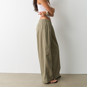 Pantalones de yoga anchos de cintura media estilo hip hop para mujer, 100% nailon, con cordón ajustable, bolsillos, para gimnasio, deportes, correr, estilo holgado - Product Image 5