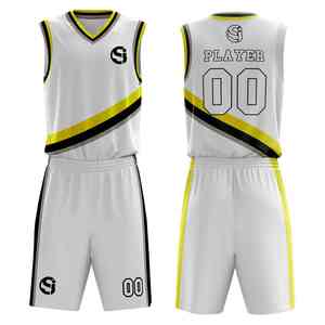 Ensemble uniforme de basketball personnalisé pour hommes : maillot et short sublimés 100 % polyester, légers, séchage rapide, respirants, pour équipe de basketball - Product Image 2