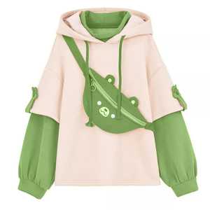 Korean Style Two-Piece Unisex Hoodie Kawaii Oversized Sweatshirt 100% Cotton Camouflage <b>Cute</b> <b>Bear</b> Crossbody Bag Custom Logo - Product Image 4