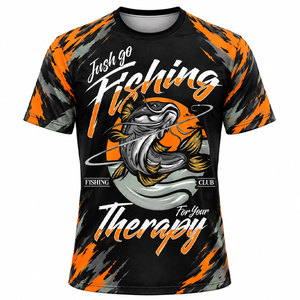 Men's Fishing <b>Shirt</b> Sublimation Print Quick Dry UPF 50 Black Orange <b>Fish</b> Design Outdoor Wear - Product Image 2
