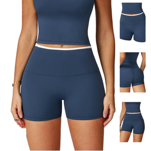 Ensemble de yoga respirant et sexy pour femme, soutien-gorge de sport type corset à dos nu, crop top et short de gym taille haute de couleur unie, 2 pièces - Product Image 1