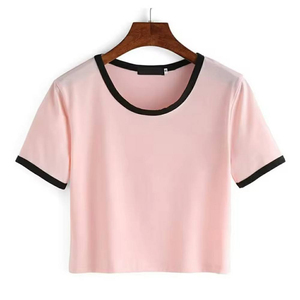 T-shirt court décontracté pour femme 100 % coton à col rond et manches courtes, fabricant OEM ODM en gros - Product Image 5