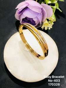 Bracelet pour bébé plaqué or avec pierre carrée en CZ, bracelet ajustable pour enfants, bijoux en acier inoxydable pour nourrissons, cadeau - Product Image 3